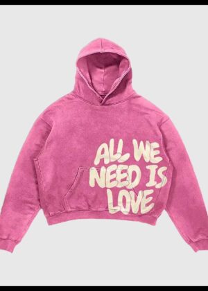 all we need is love pink hoodie